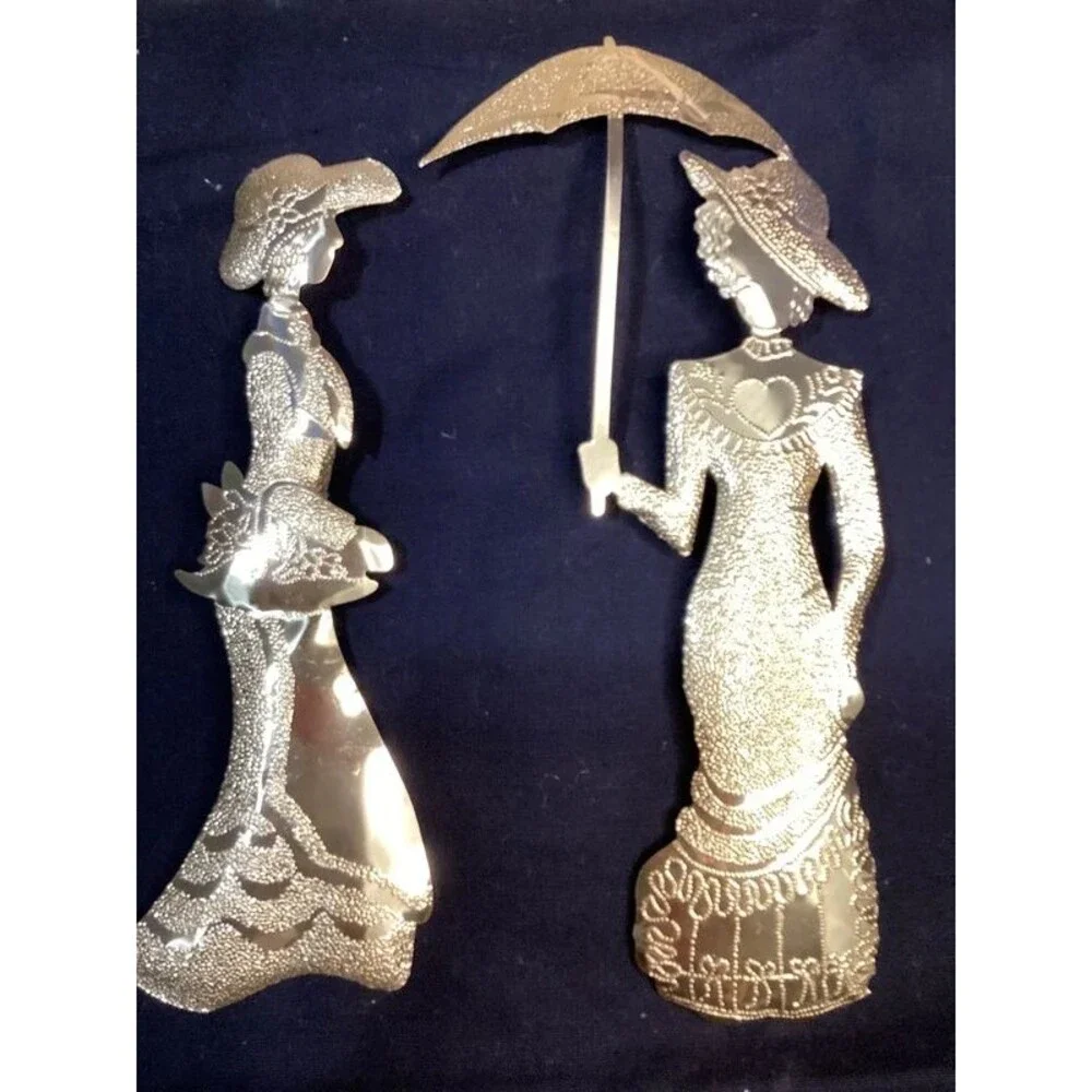 Vintage Home Interiors Homco Victorian Lady Wall Plaques 1970s Lightweight Metal